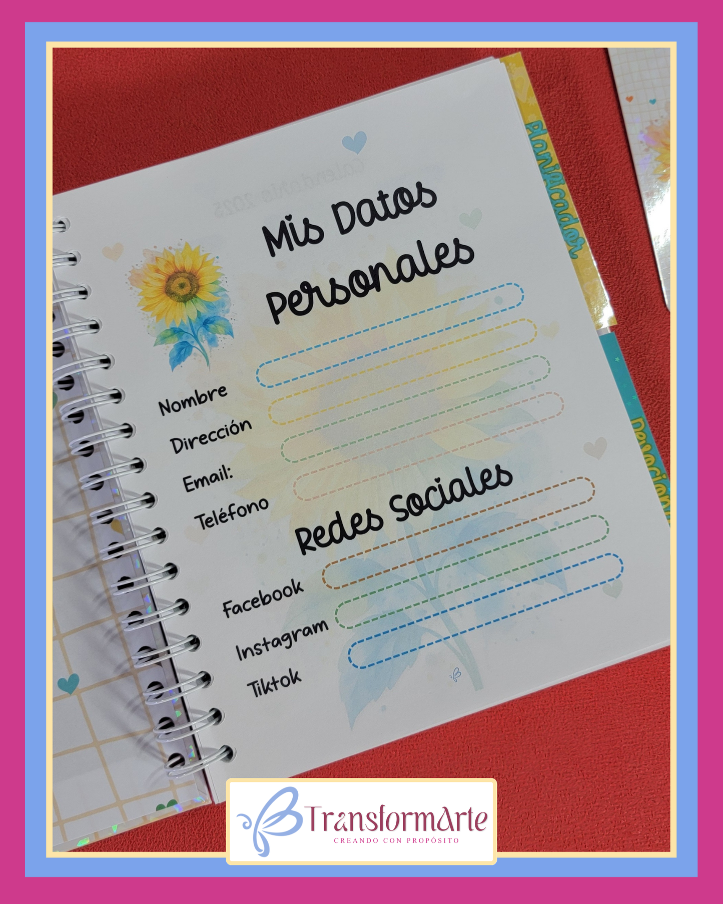 Colección Girasol - Salmo 19:1 - Planificador/Devocional - Marcador de Páginas y Bolígrafo
