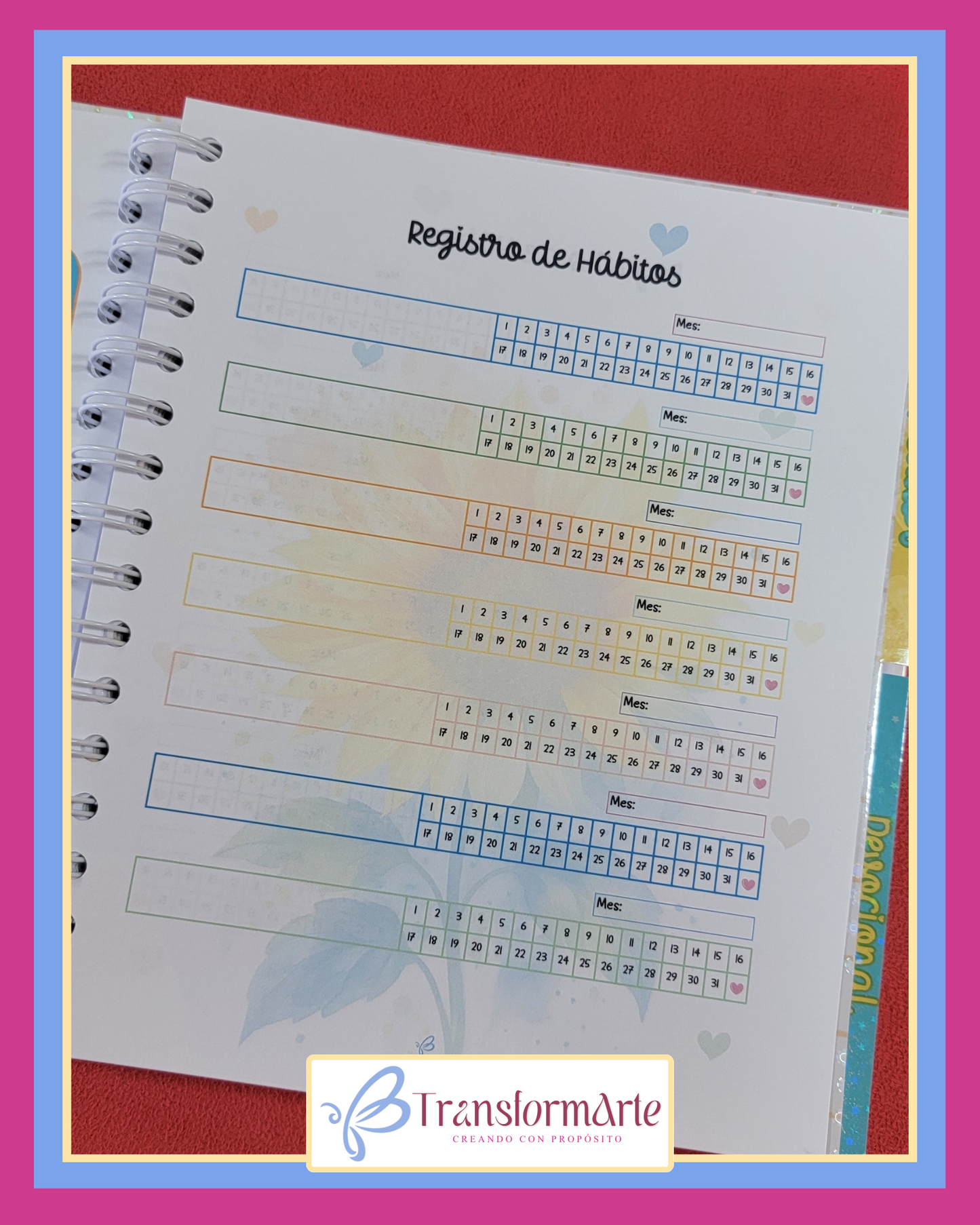 Colección Girasol - Salmo 19:1 - Planificador/Devocional - Marcador de Páginas y Bolígrafo