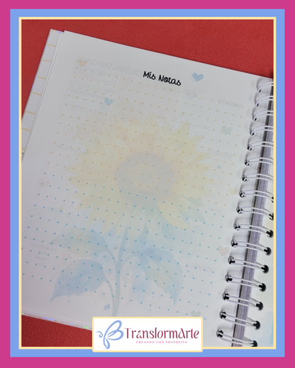 Colección Girasol - Salmo 19:1 - Planificador/Devocional - Marcador de Páginas y Bolígrafo