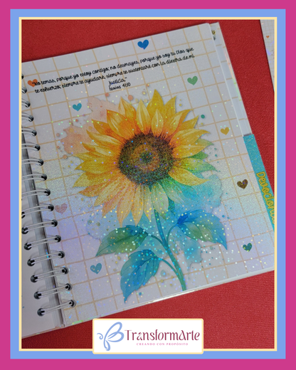 Colección Girasol - Salmo 19:1 - Planificador/Devocional - Marcador de Páginas y Bolígrafo
