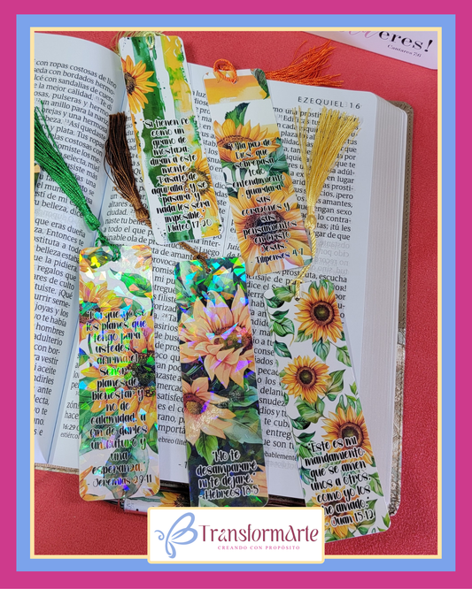 Colección Girasol “Reverdecerás” - Marcadores de Páginas y Bolígrafos
