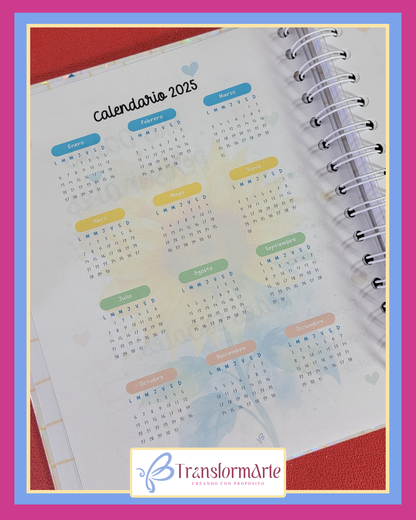 Colección Girasol - Salmo 19:1 - Planificador/Devocional - Marcador de Páginas y Bolígrafo