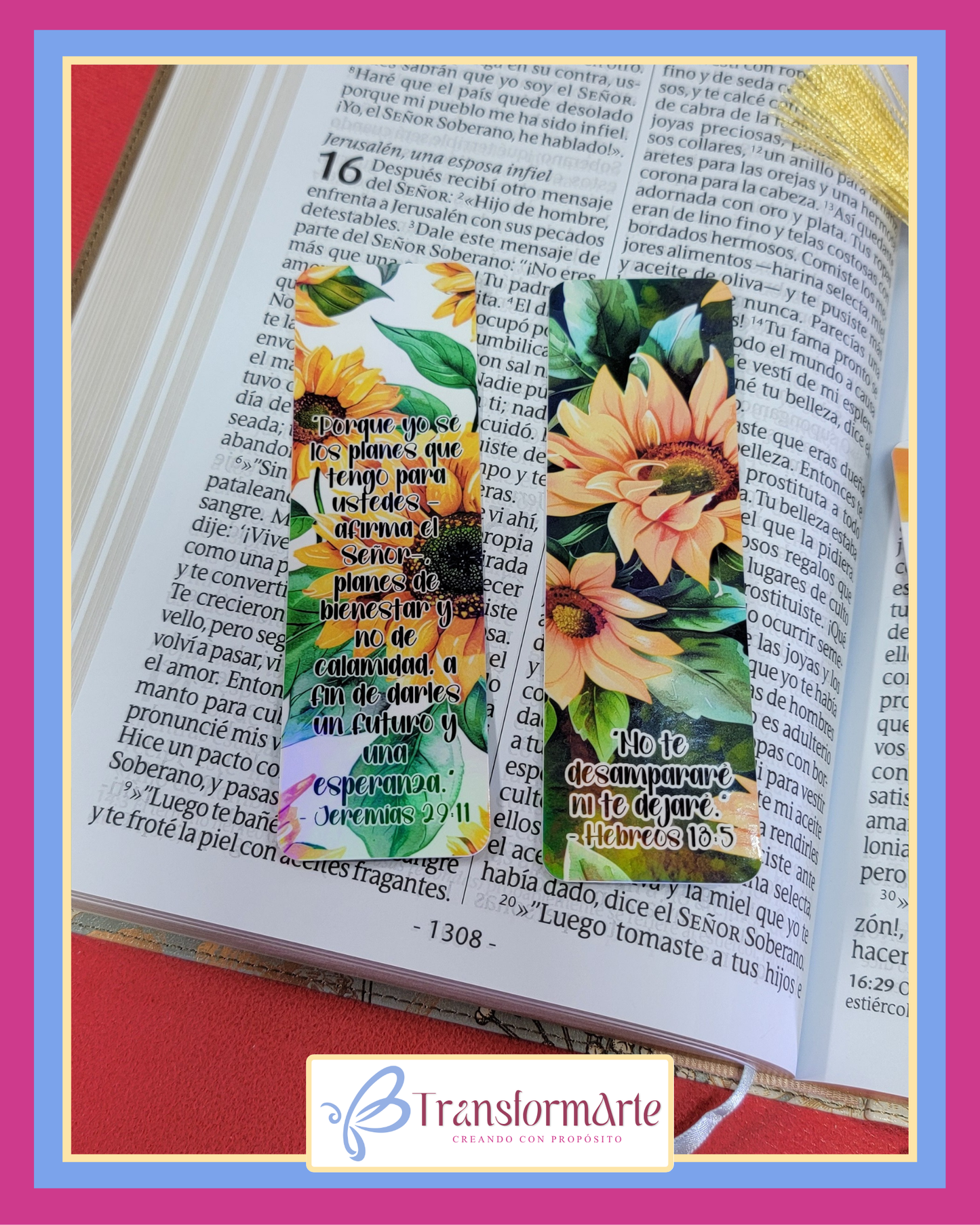 Colección Girasol “Reverdecerás” - Marcadores de Páginas y Bolígrafos