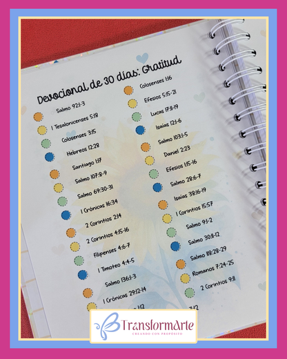 Colección Girasol - Salmo 19:1 - Planificador/Devocional - Marcador de Páginas y Bolígrafo